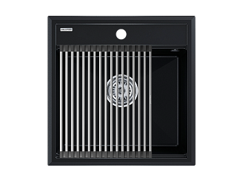 Кухонная мойка + коландер Paulmark PM115051-BLM+R375-BS 50х51 цвет черный металлик